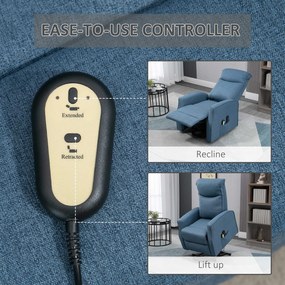 HOMCOM Fotoliu Recliner cu 8 Puncte de Masaj, Rabatabil la 135° cu Suport pentru Picioare, 74,5x87,5x110 cm, Albastru | Aosom Romania