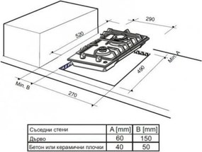 Plita cu gaz incorporabila Finlux FX 320SIX, 3000 W, Doua arzatoare, 500°C, Gratar din fonta, Otel inoxidabil