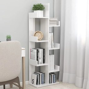 808915 vidaXL Bibliotecă, alb extralucios, 48x25,5x140 cm, PAL