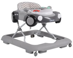 Premergator Reglabil in 3 Trepte NOVOKIDS™ Shelby Mini Car , Roti silentioase, Pliabil, 8 Roti, Cu Melodii si volan, Model Masinuta, Gri