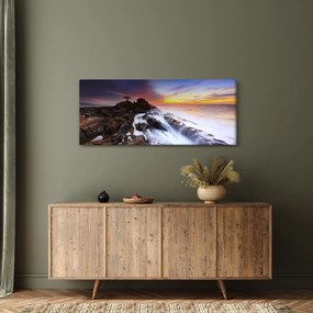 Tablou cu munți în ceață (120x50 cm)