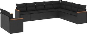 vidaXL Set canapele de grădină cu perne, 10 piese, negru, poliratan