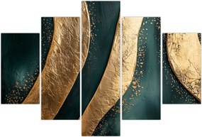 Tablou - Abstracție verde cu auriu I. (150x105 cm)