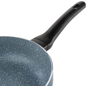 Tigaie adanca cu capac Luigi Ferrero Prima FR-2634L, 26x7.5 cm, 3.4 L, Acoperire antiaderenta cu efect de marmura, Capac sticla, Inductie, Albastru inchis