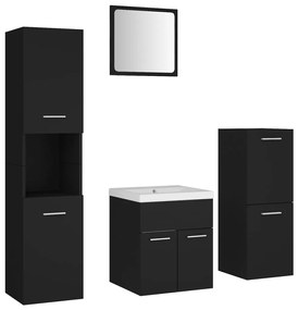 3071082 vidaXL Set mobilier de baie, negru, lemn prelucrat