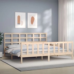 3192121 vidaXL Cadru pat cu tăblie 200x200 cm, lemn masiv de pin