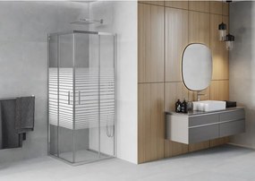 Mexen Rio cabina de duș pătrată 80 x 80 cm, dungi albe, crom - 860-080-080-01-20