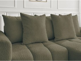 Colțar kaki extensibil/cu spațiu de depozitare cu tapițerie din țesătură bouclé (cu colț pe partea dreaptă/cu șezlong) Roxelane – Bobochic Paris