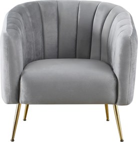 Fotoliu de design, ţesătură Velvet gri/gold crom-auriu, BAGY