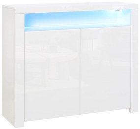 HOMCOM Dulap Multifuncțional Alb cu Iluminare LED Colorată, pentru Living sau Dormitor, 107x35x97 cm | Aosom Romania