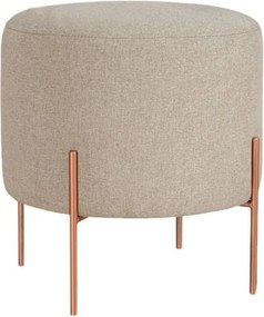 Taburet COPPER 48, bej/cupru, material textil/otel, 40x40x42 cm