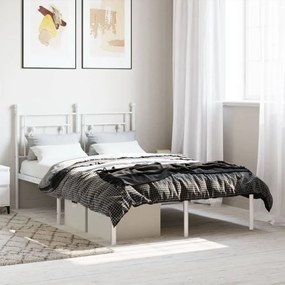 374386 vidaXL Cadru de pat metalic cu tăblie, alb, 120x200 cm