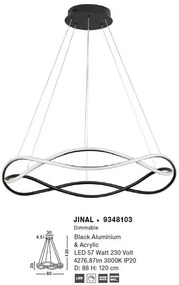 Lustra LED suspendata design modern JINAL Black 88cm