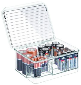 Organizator transparent compartimentat cu capac iDesign Linus, 17 x 14 cm