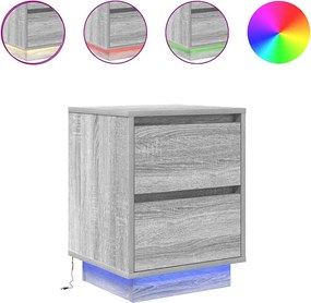vidaXL Noptiera cu lumini LED Gri Sonoma 38x34x50 cm