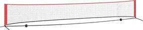 vidaXL Rețea de tenis Negru și roșu 595 x 90,5 x 87 cm Poliester