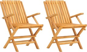 vidaXL Scaune de grădină pliante, 2 buc., 61x67x90 cm, lemn masiv tec