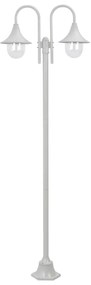 Stalp cu lumini de gradina E27 220 cm, aluminiu 2 lampi, alb Alb, 1, 1