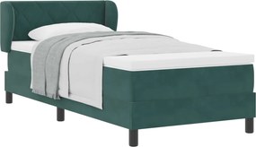 vidaXL Pat cu arcuri cu saltea Verde închis 90 x 190 cm Catifea