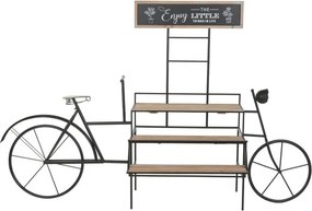 Stand decorativ cu 3 rafturi din metal și lemn, aspect natur, "Vintage Bicycle"