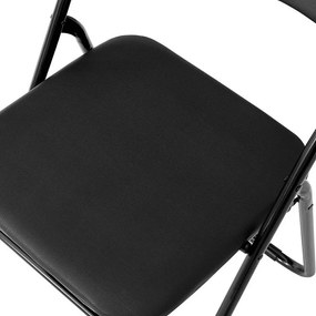 Scaun pliabil pentru living, bucatarie si camping HouseXL™ Black Folding Chair 2800, Dimensiuni 43X45X78 cm, Design ergonomic, Picioare metalice,