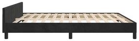 Cadru de pat cu tablie, negru, 180x200 cm, catifea Negru, 180 x 200 cm, Design simplu