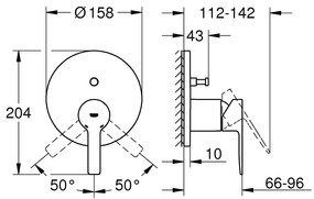 Baterie cada Grohe Lineare, diverter, monocomanda, crom - 24064001