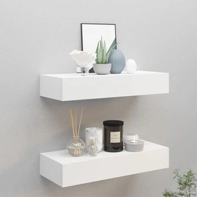 vidaXL Dulapuri de perete cu sertare 2 buc. alb, 60x23,5x10 cm MDF