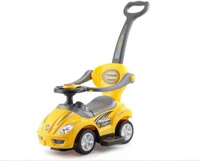 Masinuta copii si bebe Jolly Kids™ Sport Car, cu melodii, maner de impins pentru parinti, bara de protectie, design modern, Galben