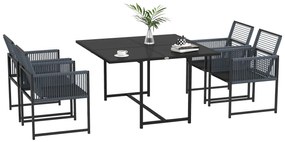 Outsunny Set mobilier de grădină 5 piese, Grup de dining în aer liber, rezistent la intemperii, 1 masă, 4 scaune, Gri | Aosom Romania