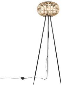 Lampă de podea tripod oriental din bambus - Amira