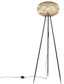Lampă de podea tripod oriental din bambus - Amira