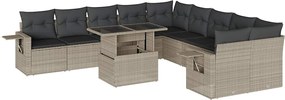vidaXL Set canapele de grădină cu perne, 11 piese, gri, poliratan