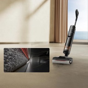 Aspirator vertical DREAME H12 Pro HHR25A, 300W, 0.7/0.9 l, 3 moduri, 35 min, Umed/uscat, Alerte vocale, LED, Uscare mop automată, Negru/gri