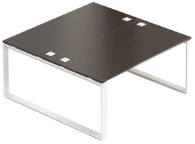 Loc de munca Creator 160 x 160 cm, baza alba, 2 picioare, wenge