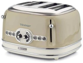 Prajitor de paine Ariete VINTAGE 0156/03, 1600W, 4 felii, 3 functii, 6 trepte, Tava firimituri detasabila, Bej