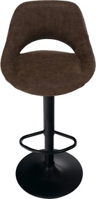 Scaun bar LORASA NEW, maro/negru, piele intoarsa/metal, 45x45x82/102 c