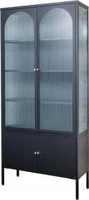 Vitrina moderna din metal si sticla Paris 180cm negru