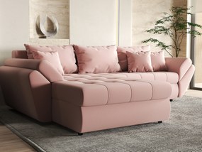 Colțar extensibil dumonde cu ladă de depozitare si sezut confortabil din spuma high-density, Loana Royal Pink 270x185 cm