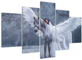 Tablou - Fata și unicorn (150x105 cm)