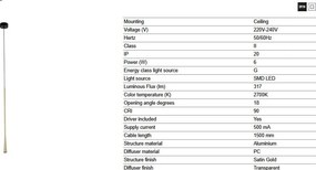 Pendul LED stil minimalist DIANA 60 auriu