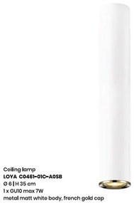 Spot aplicat design minimalist LOYA H-35cm, alb mat/ french gold
