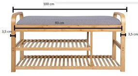 Suport de pantofi din bambus gri/natural cu bancă - Leitmotiv