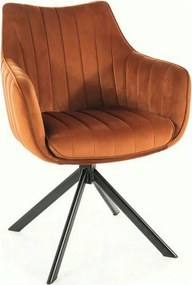 Scaun living rotativ AZALIA, caramiziu/negru, stofa catifelata/metal,