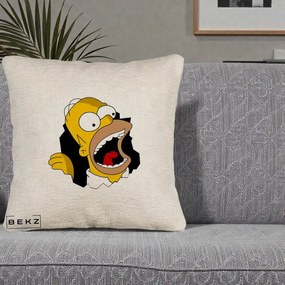 Perna Personalizata Homer Simpson Surpriza, 40x40 cm, Bej Canapea, Husa Detasabila, Perna Inclusa, BEKZ®