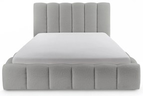 Pat tapițat Aura 180x200 cu spațiu depozitare - bouclé gri Quelle 83