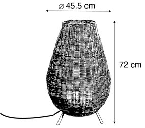 Lampă de podea din ratan reglabilă IP65 cu telecomandă - Saona