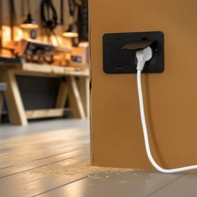 Priză dublă încastrabilă de podea de exterior Solight 5B323B IP55 negru dreptunghiular