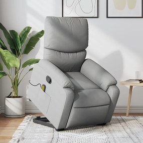 vidaXL Fotoliu de masaj rabatabil cu ridicare, gri deschis, textil