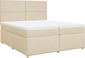 vidaXL Pat box spring cu saltea, crem, 200x200 cm, textil